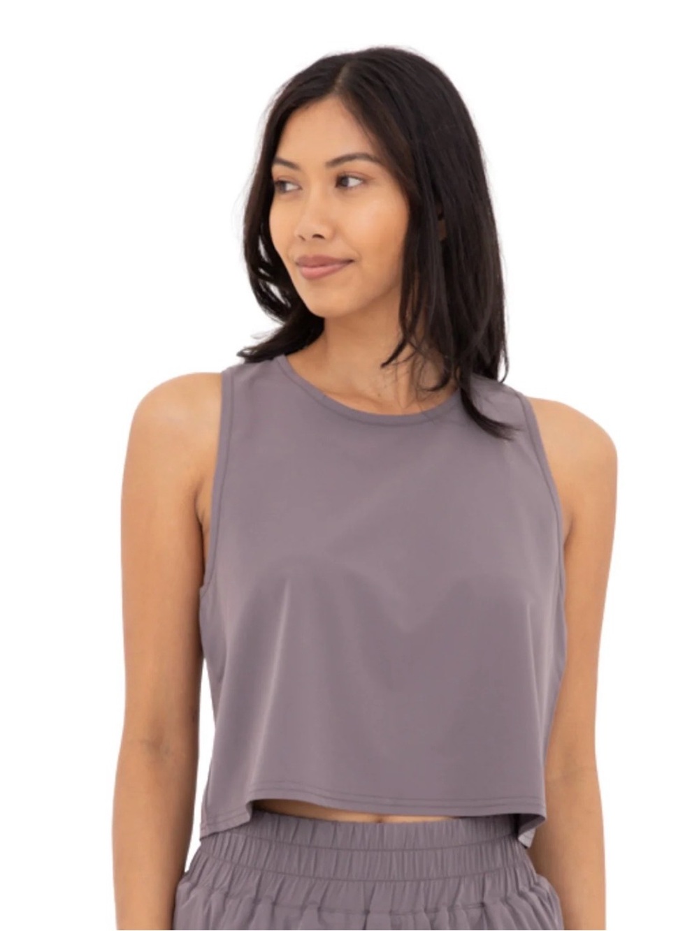 Mono B Grey Crop Tank Top Lightweight Athletic